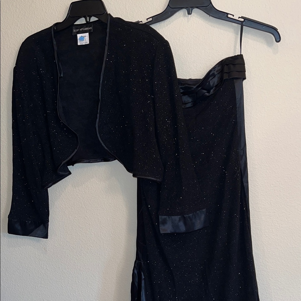 Shimmery Elegant Black Evening Dress 2 piece with Jacket